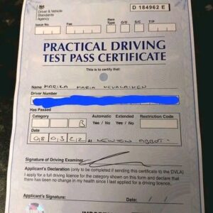 Uk practical test certificate
