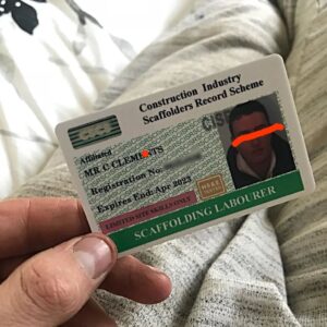 LABOURER SCAFFOLDING CARD